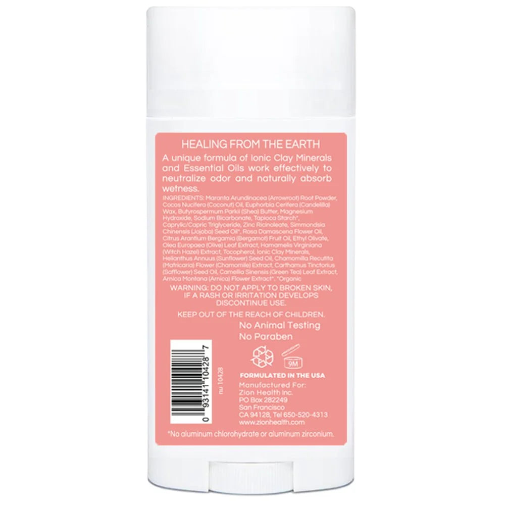 Zion Health CLAYDRY BOLD Vegan Deodorant - Bergamot Rose 2.8 oz.