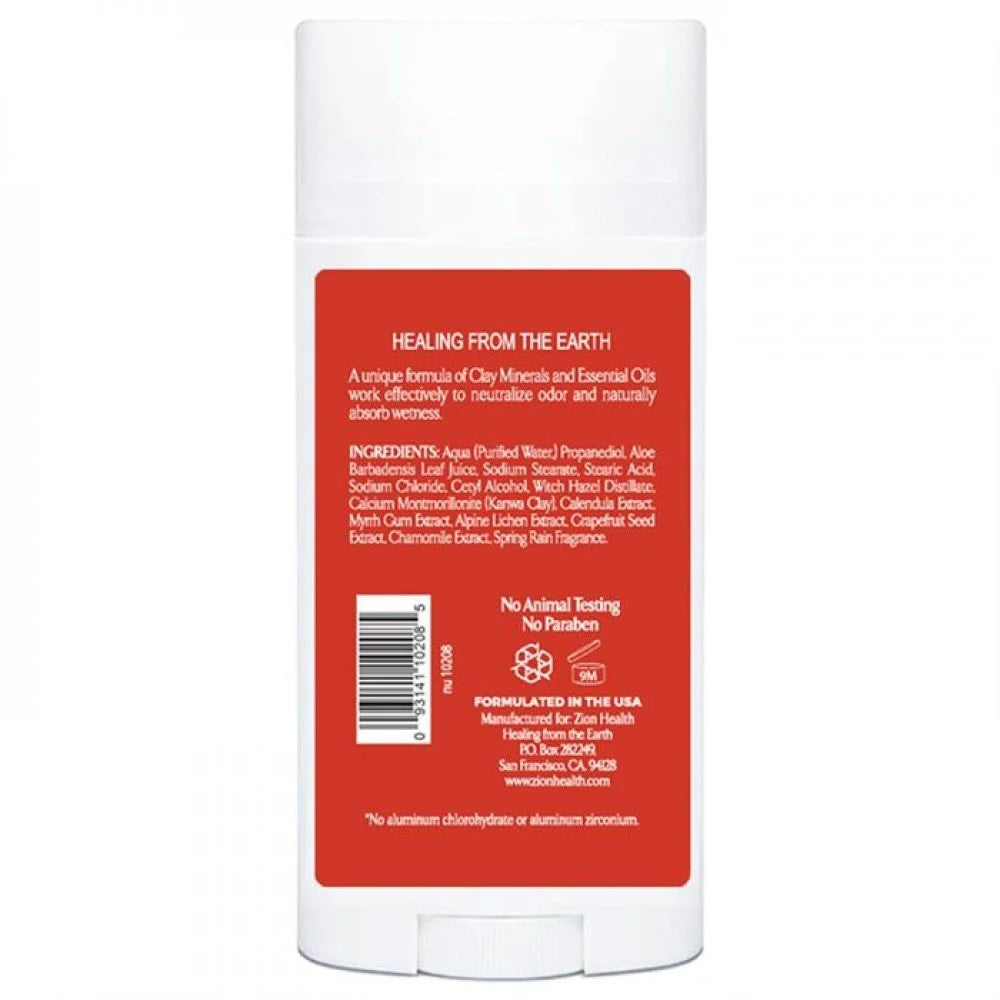 Zion Health CLAYDRY SILK Vegan Deodorant - Spring Rain 2.5 oz.