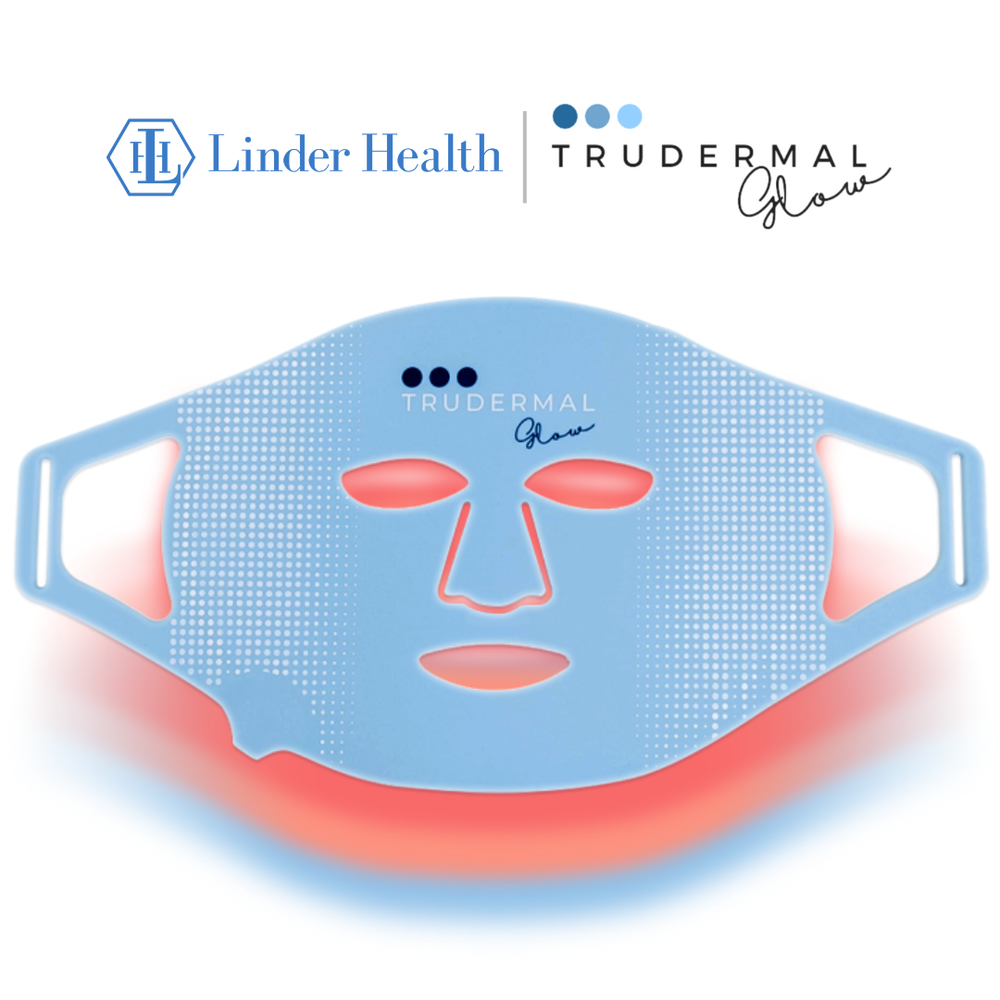 Trudermal Glow LED Light Therapy Mask illuminated front view