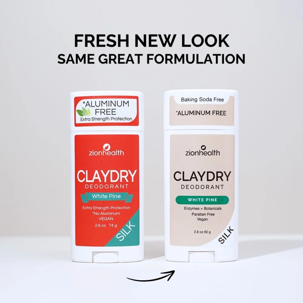 Zion Health CLAYDRY SILK Vegan Deodorant - White Pine 2.5 oz.