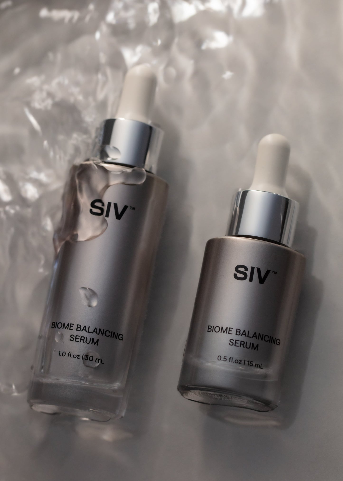 SIV Biome Balancing Serum in a water-inspired lifestyle setting
