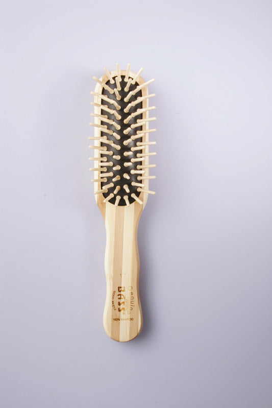 BASS The Green Brush 17 | Medium Paddle Hairbrush with Bamboo Pins + Bamboo Handle