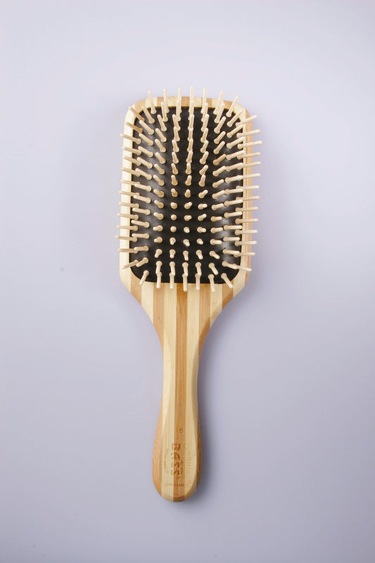 BASS The Green Brush 18 | Large Paddle Hairbrush with Bamboo Pins + Bamboo Handle