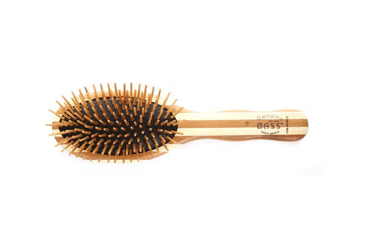 BASS The Green Brush 15 | Bamboo Handle + Bamboo Pin Small Oval Hairbrush