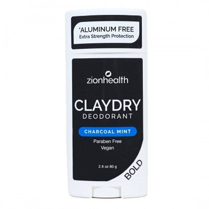 Zion Health CLAYDRY BOLD Vegan Deodorant - Charcoal Mint 2.8 oz.