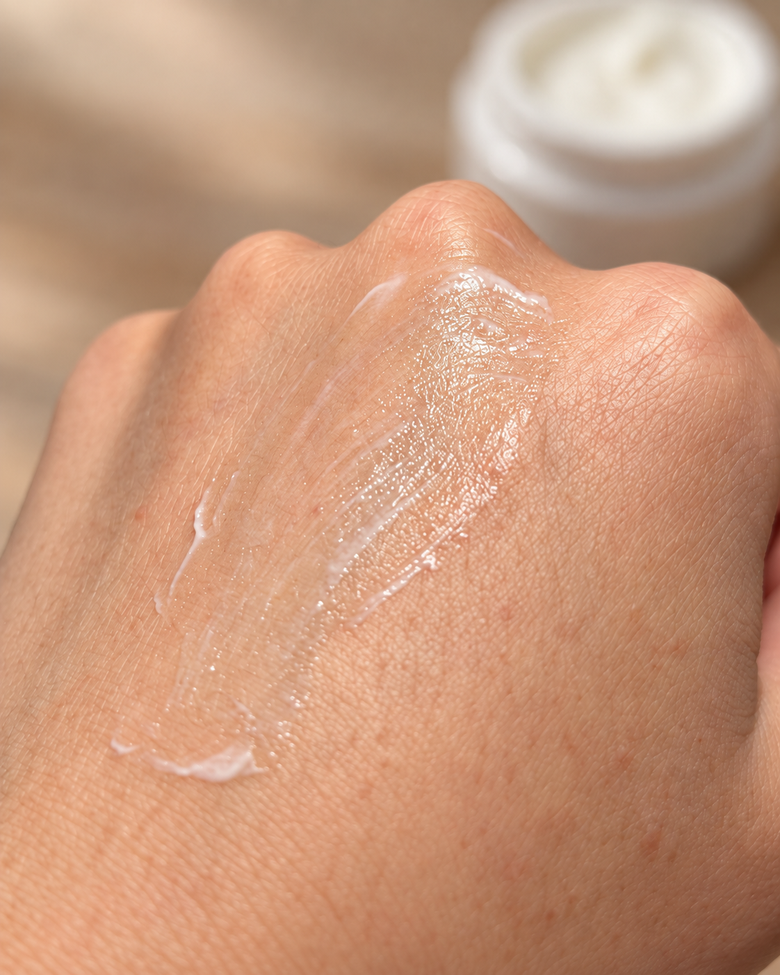 Daily Repair & Calm Moisturizer spread into a thin layer on skin