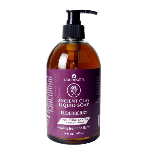 Zion Health Ancient Clay Liquid Soap Elderberry 16 oz.