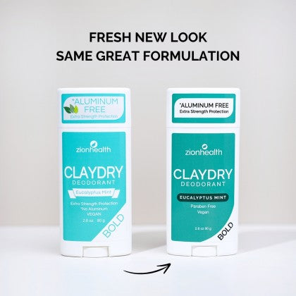 Zion Health CLAYDRY BOLD Vegan Deodorant - Eucalyptus Mint 2.8 oz.