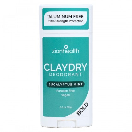 Zion Health CLAYDRY BOLD Vegan Deodorant - Eucalyptus Mint 2.8 oz.