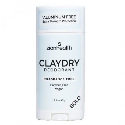 Zion Health CLAYDRY BOLD Vegan Deodorant - Fragrance Free 2.8 oz.