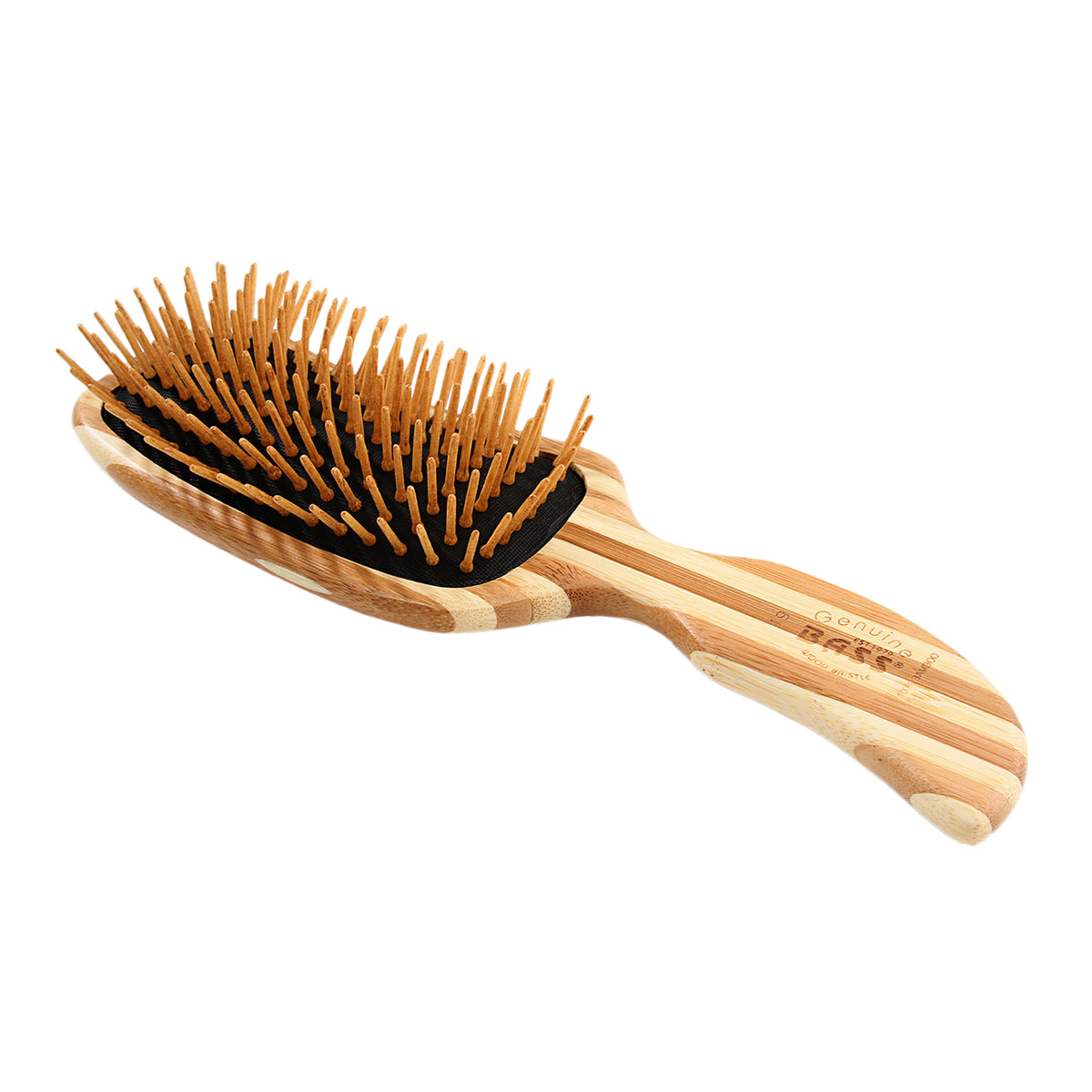 BASS The Green Brush Model 19 bamboo pin semi S hairbrush side view