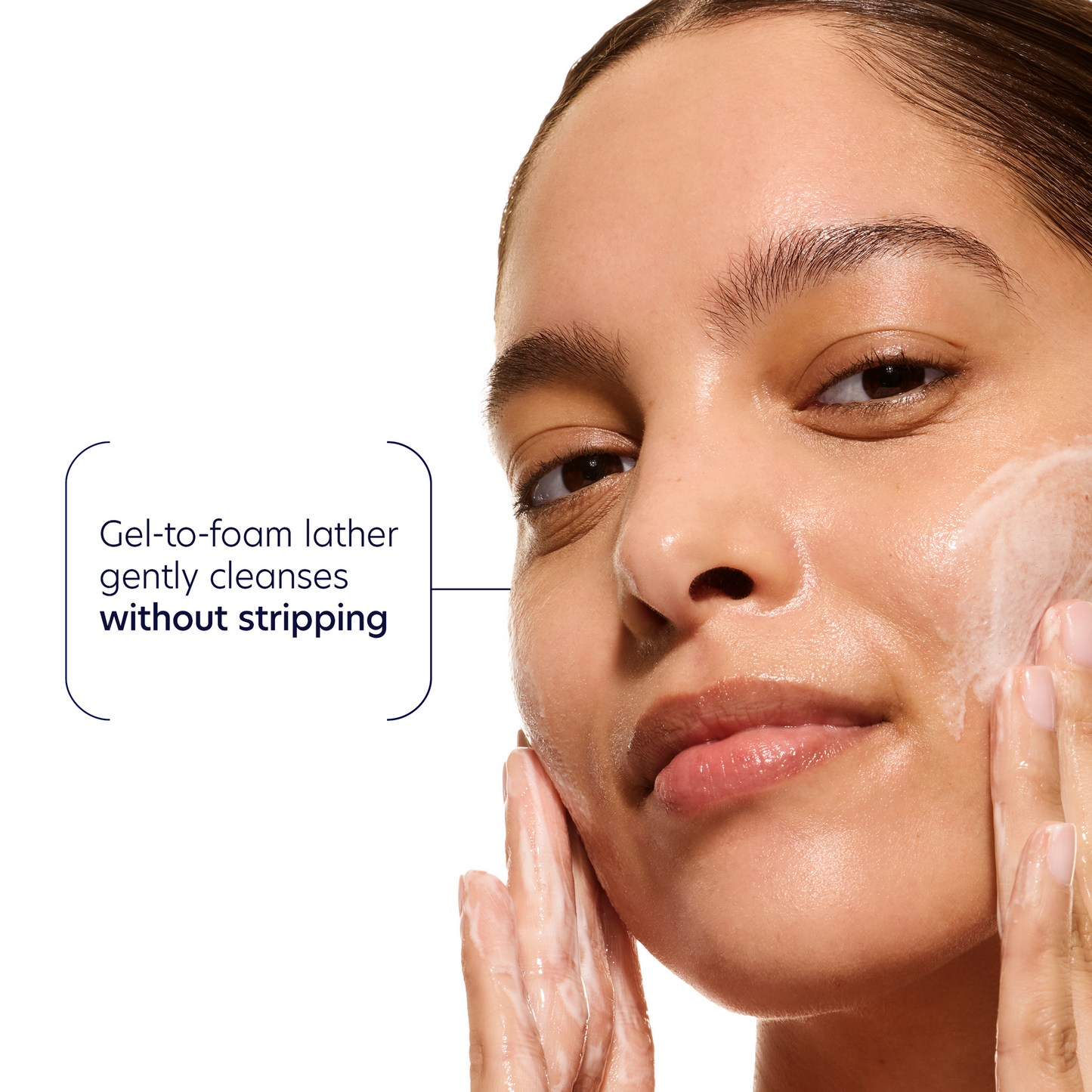 Gel-to-foam lather of PCA SKIN Acne Control Prebiotic Gel Cleanser
