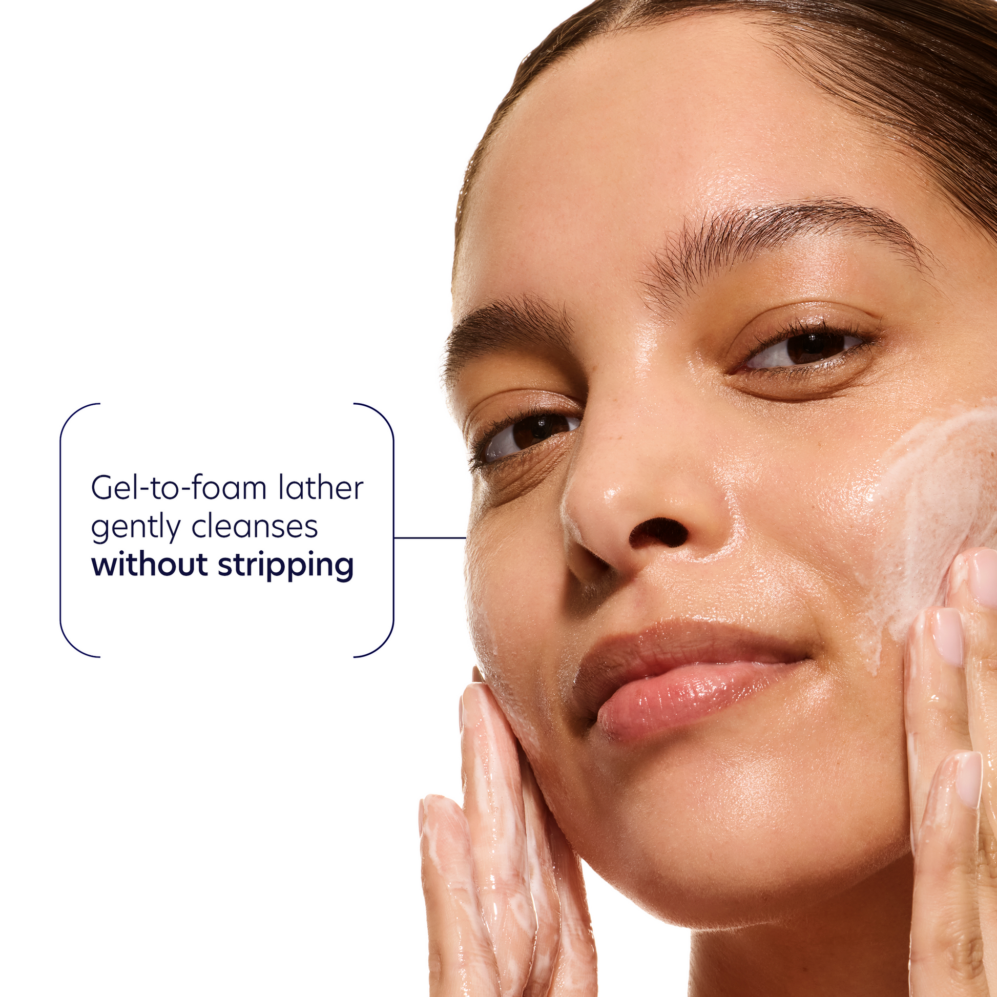 Gel-to-foam lather of PCA SKIN Acne Control Prebiotic Gel Cleanser