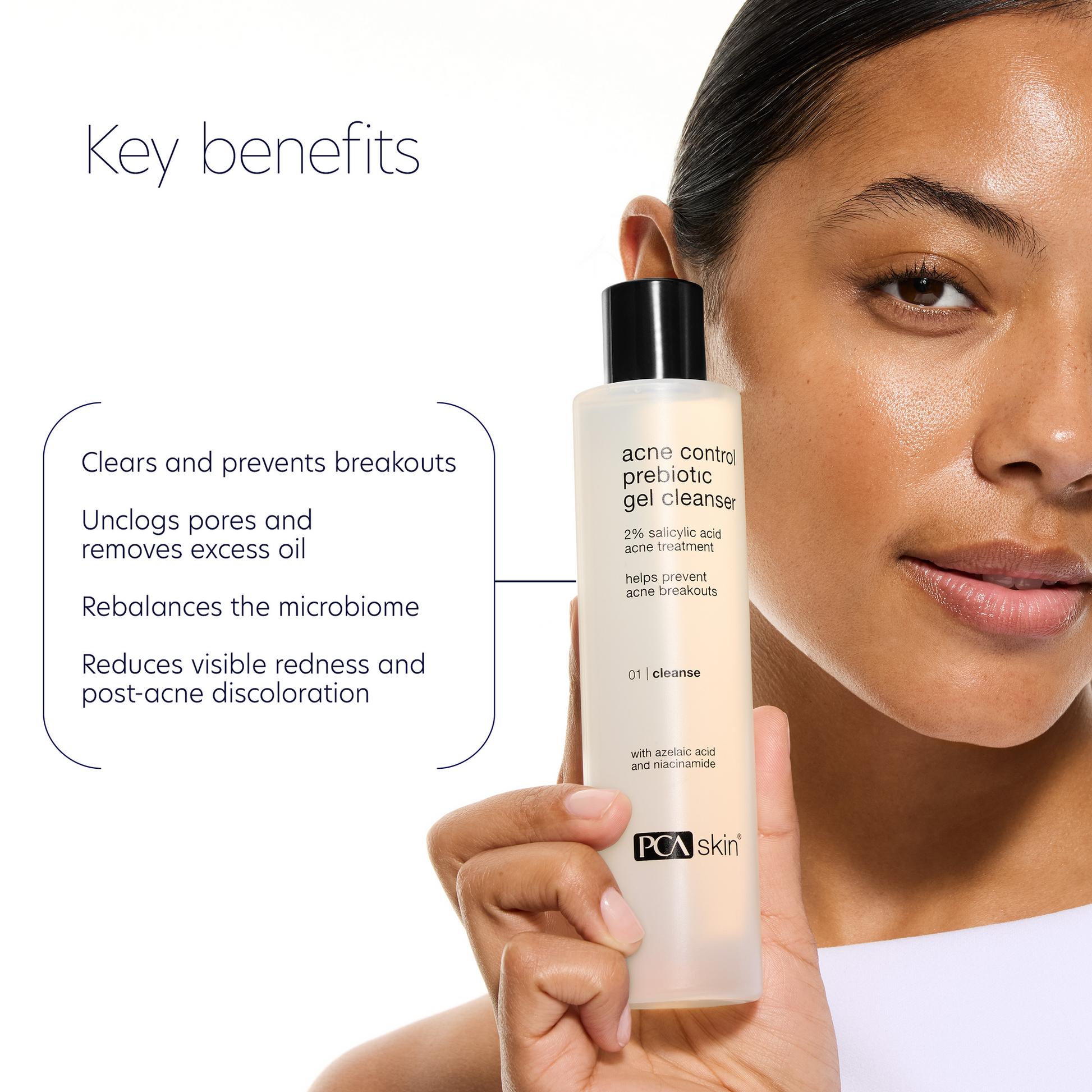PCA SKIN Acne Control Prebiotic Gel Cleanser key benefits