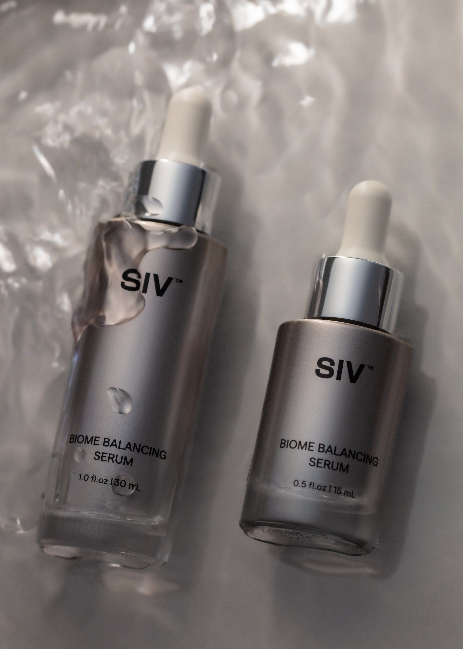 SIV Biome Balancing Serum in a water-inspired lifestyle setting